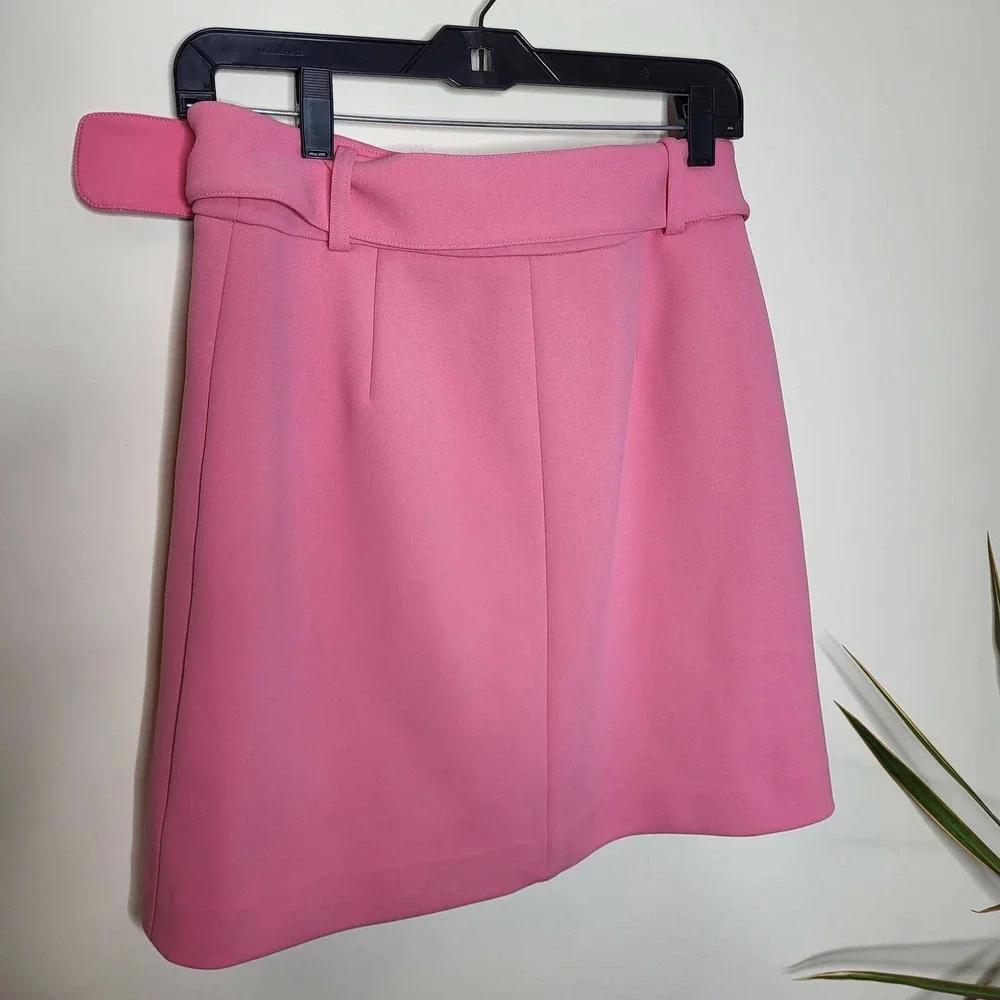 Boden Belted Four-Button A-Line Skirt - Abstract - Pink/Crayon Pink - Picture 7 of 14